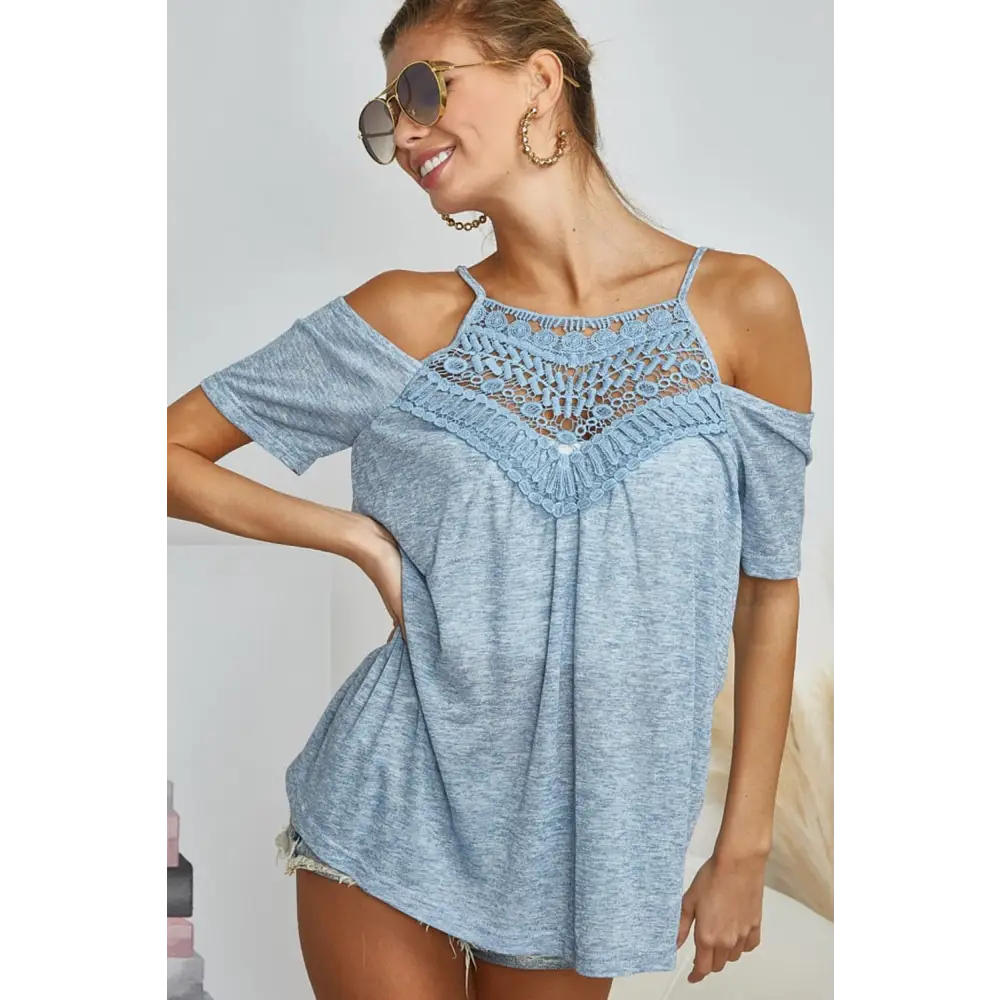 Front Crochet Lace Adjustable Strap Top.