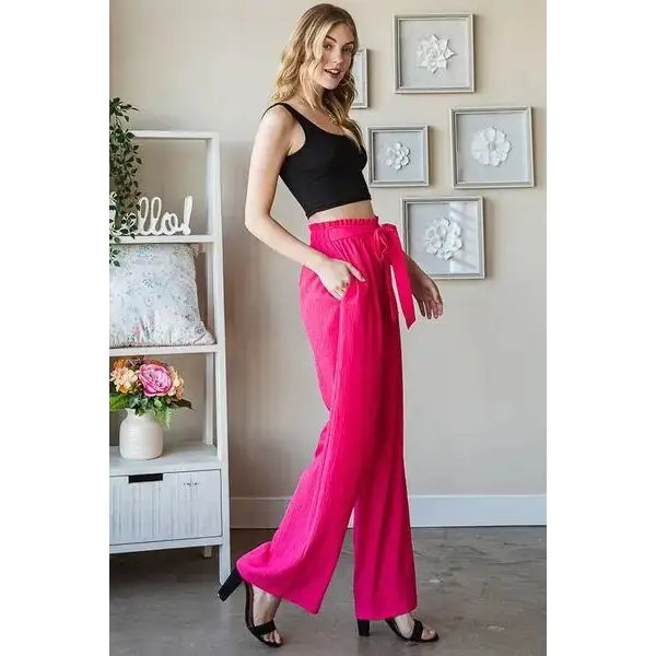 Front Tie Pants with Paperbag Waistband Plus Size.