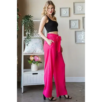 Front Tie Pants with Paperbag Waistband Plus Size.