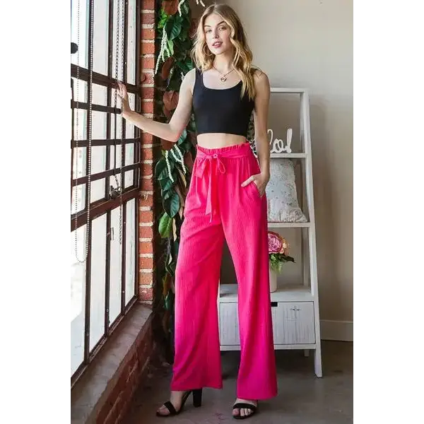 Front Tie Pants with Paperbag Waistband Plus Size.