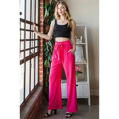 Front Tie Pants with Paperbag Waistband Plus Size.