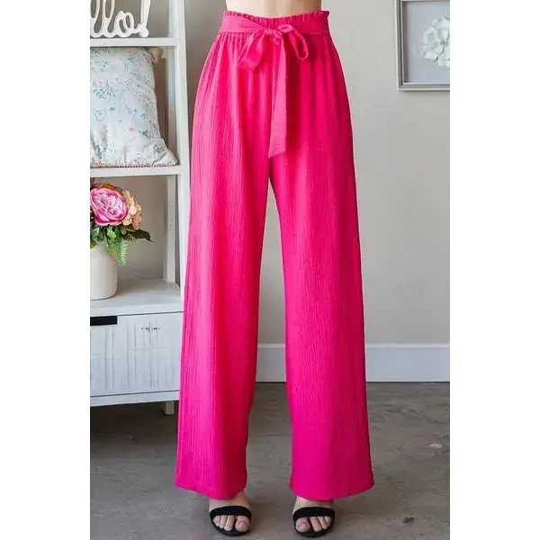 Front Tie Pants with Paperbag Waistband Plus Size.