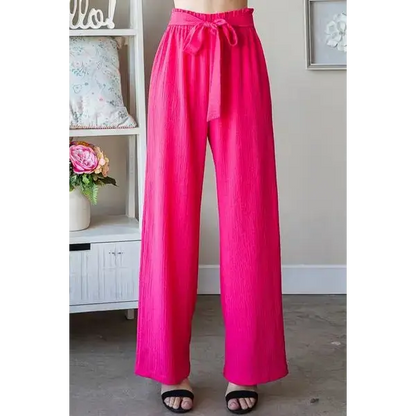 Front Tie Pants with Paperbag Waistband Plus Size.