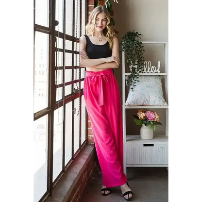 Front Tie Pants with Paperbag Waistband Plus Size.