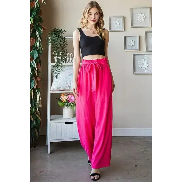 Front Tie Pants with Paperbag Waistband Plus Size.
