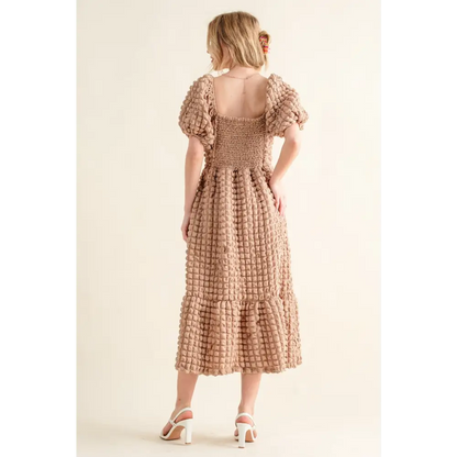 Full Size Square Neck Puff Sleeve Dress.