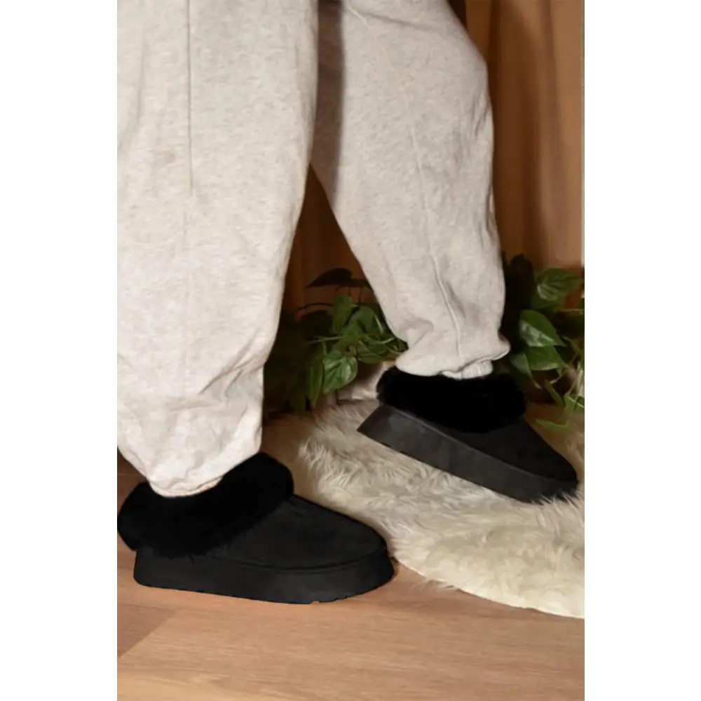 Fur Platform Slip On Booties.