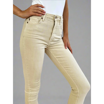 Garment Dyed Tummy Control Skinny Jeans.