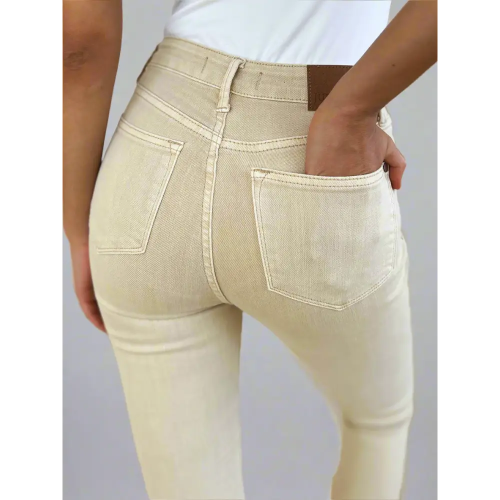 Garment Dyed Tummy Control Skinny Jeans.
