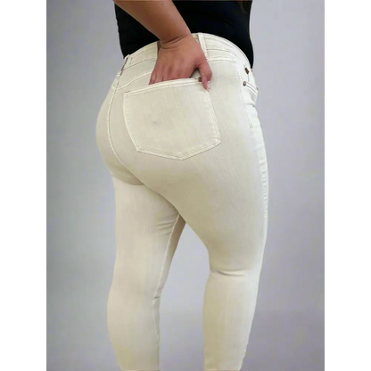 Garment Dyed Tummy Control Skinny Jeans.