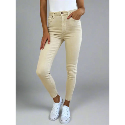 Garment Dyed Tummy Control Skinny Jeans.