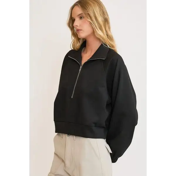 Half Zip Cropped Sweatshirt.