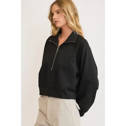Half Zip Cropped Sweatshirt.