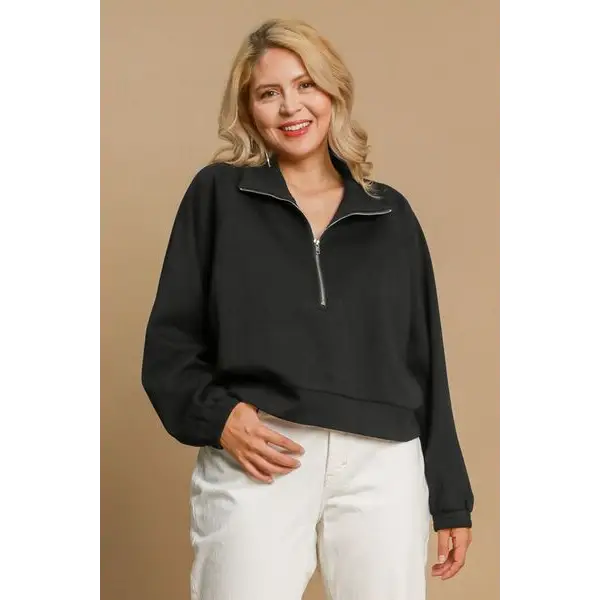Half Zip Cropped Sweatshirt.