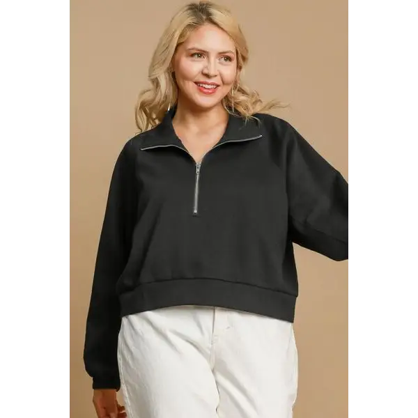 Half Zip Cropped Sweatshirt.