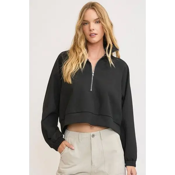 Half Zip Cropped Sweatshirt.