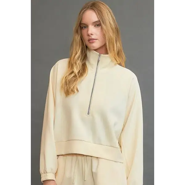 Half Zip Cropped Sweatshirt.