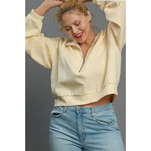 Half Zip Cropped Sweatshirt.