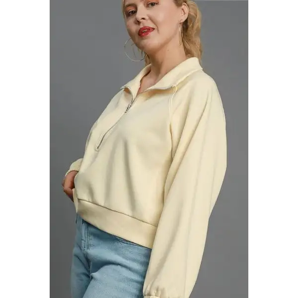 Half Zip Cropped Sweatshirt.