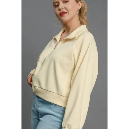 Half Zip Cropped Sweatshirt.