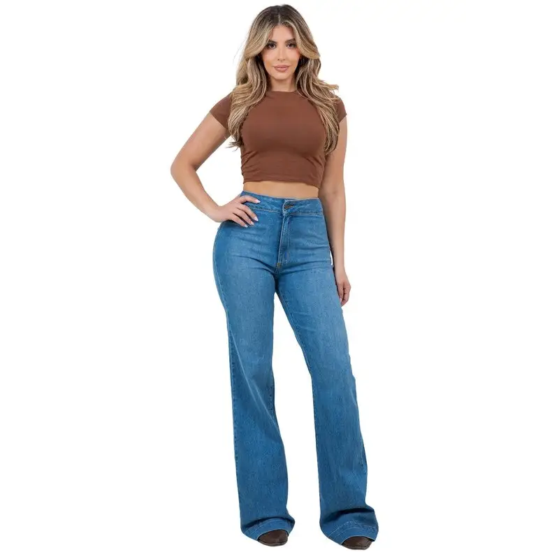 Harley Wide Leg Med Blue Denim.