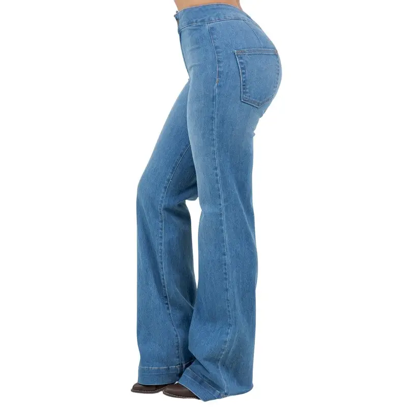 Harley Wide Leg Med Blue Denim.
