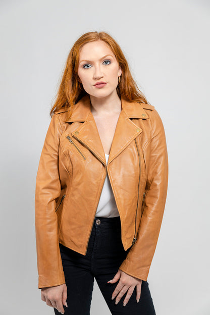 Harper Women's Lambskin Leather Moto Jacket