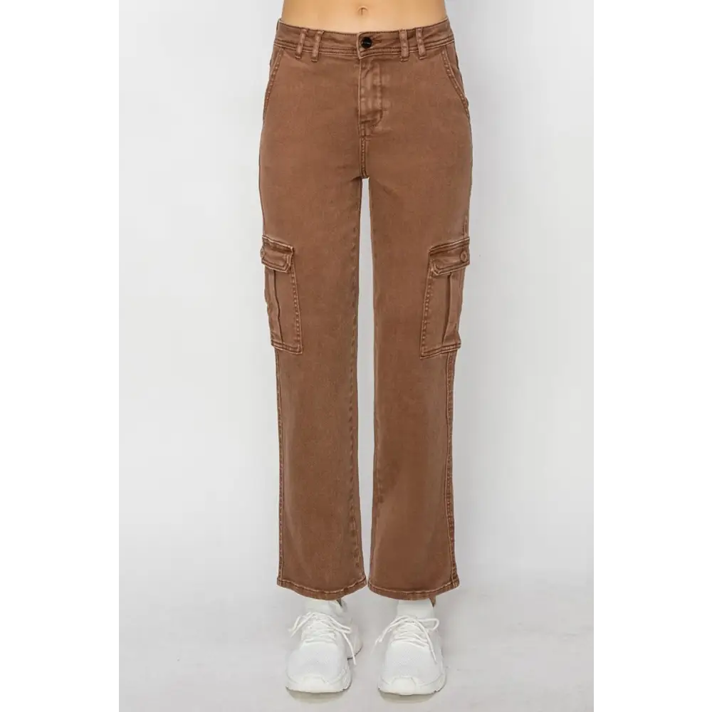 High Rise Cargo Jeans.