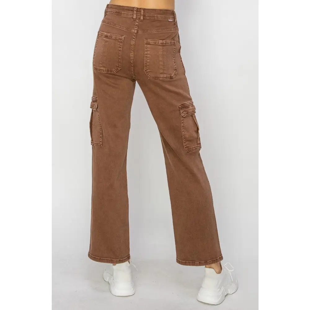 High Rise Cargo Jeans.