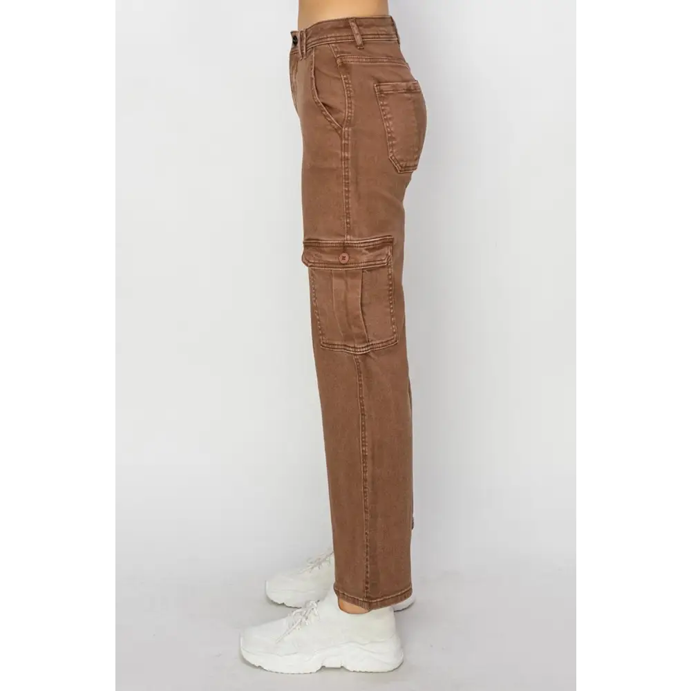 High Rise Cargo Jeans.