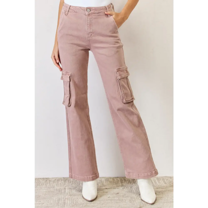 High Rise Cargo Wide Leg Jeans.
