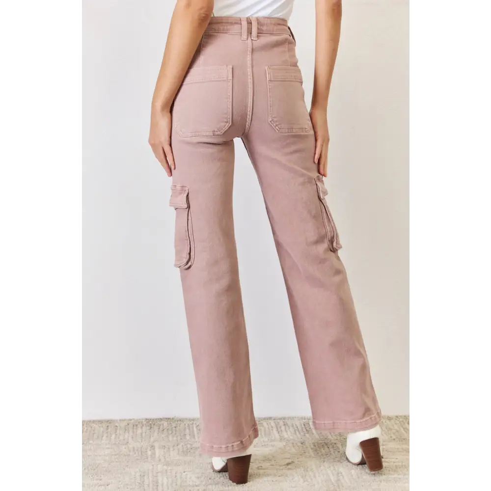 High Rise Cargo Wide Leg Jeans.