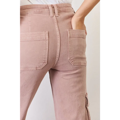 High Rise Cargo Wide Leg Jeans.