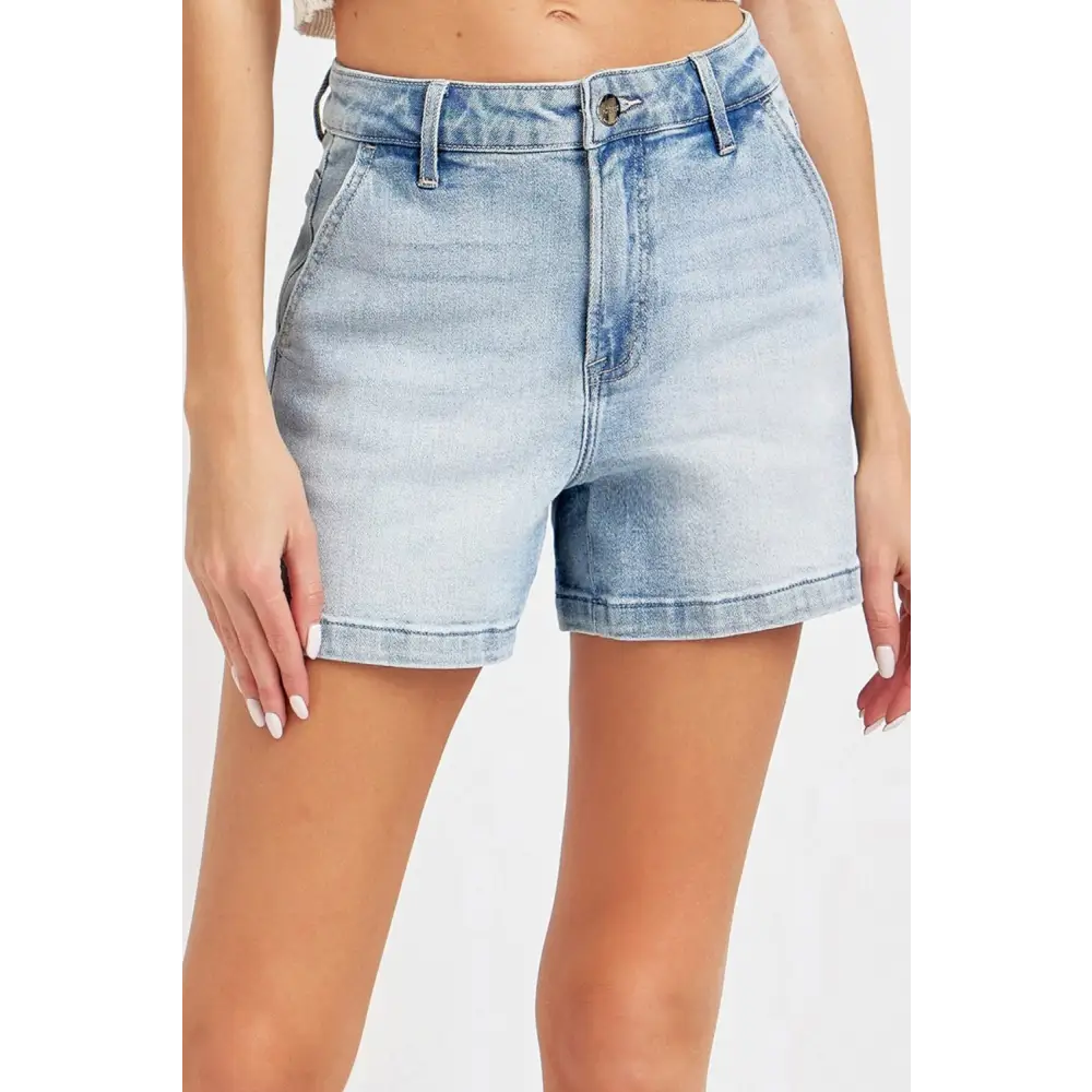 High Rise Denim Shorts.
