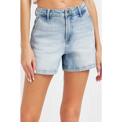 High Rise Denim Shorts.