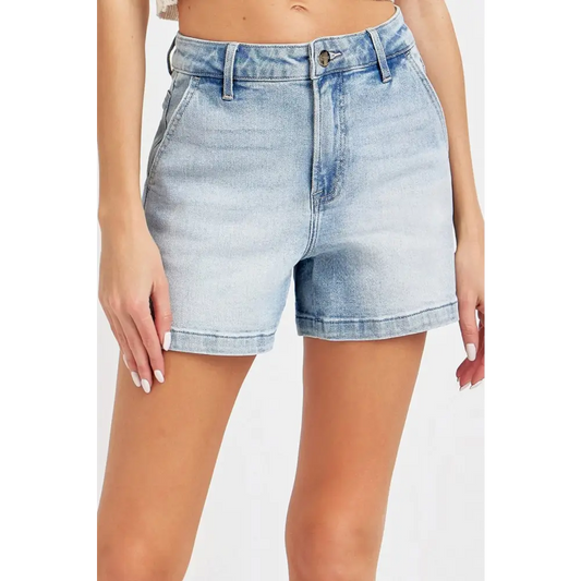 High Rise Denim Shorts.