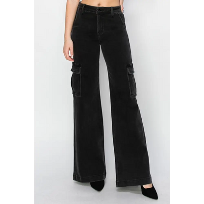 High Rise Wide Leg Cargo Jeans.