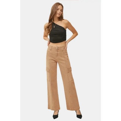 High Rise Wide Leg Cargo Jeans.