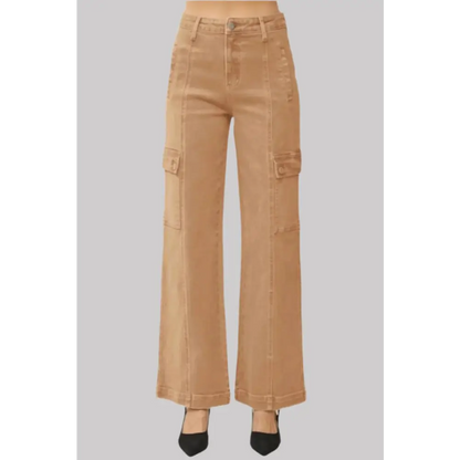High Rise Wide Leg Cargo Jeans.