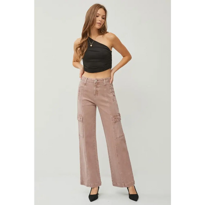 High Rise Wide Leg Cargo Jeans.