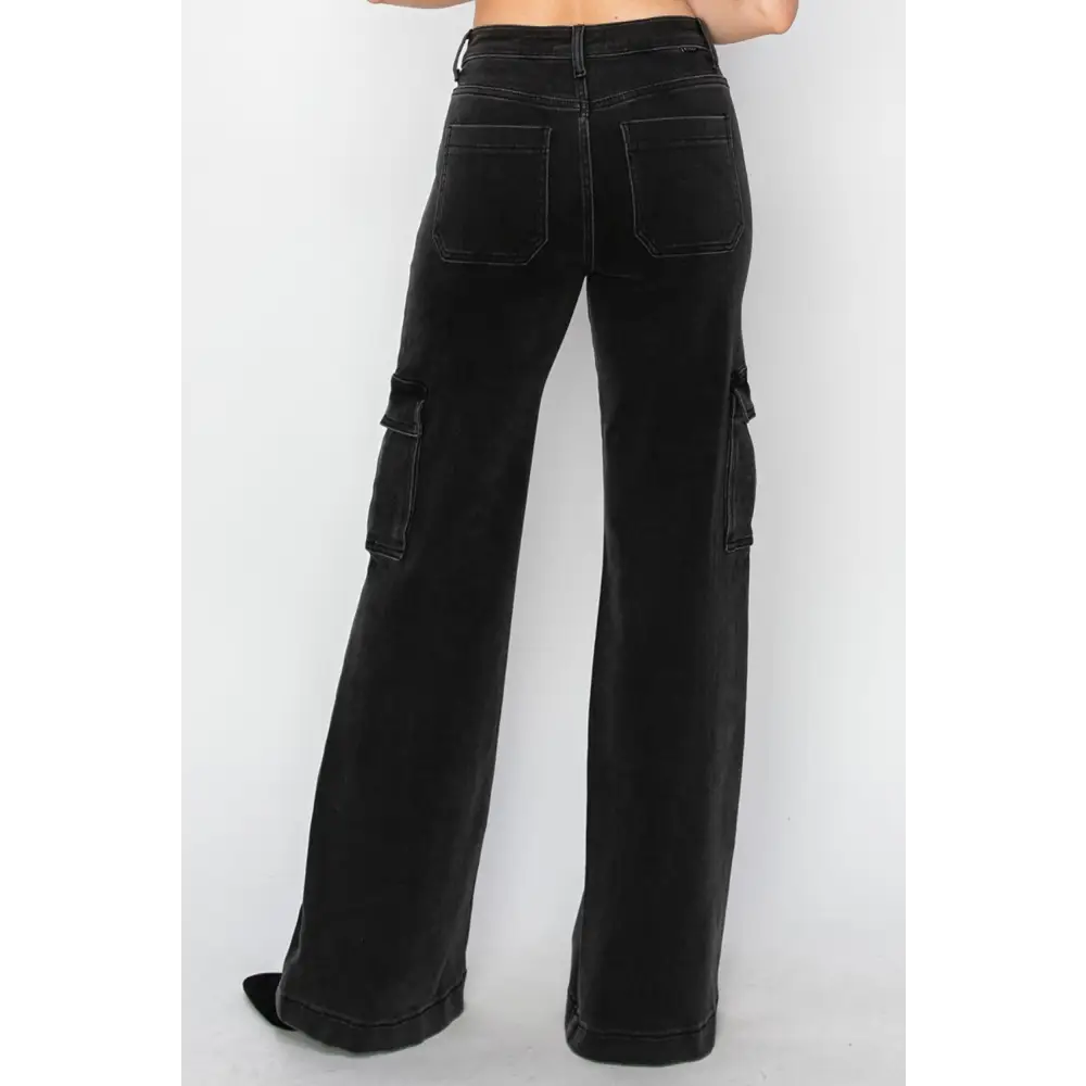 High Rise Wide Leg Cargo Jeans.