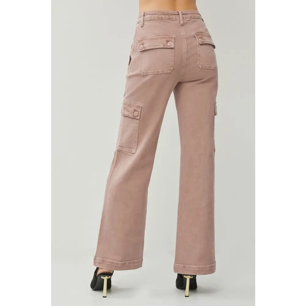High Rise Wide Leg Cargo Jeans.
