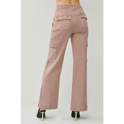 High Rise Wide Leg Cargo Jeans.