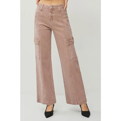High Rise Wide Leg Cargo Jeans.