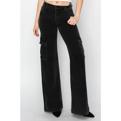 High Rise Wide Leg Cargo Jeans.