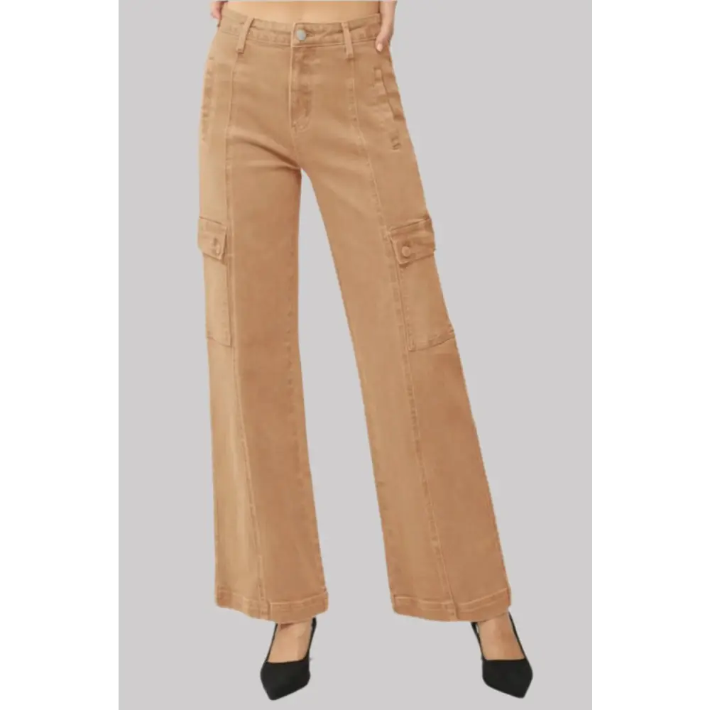 High Rise Wide Leg Cargo Jeans.