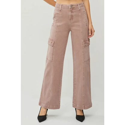 High Rise Wide Leg Cargo Jeans.
