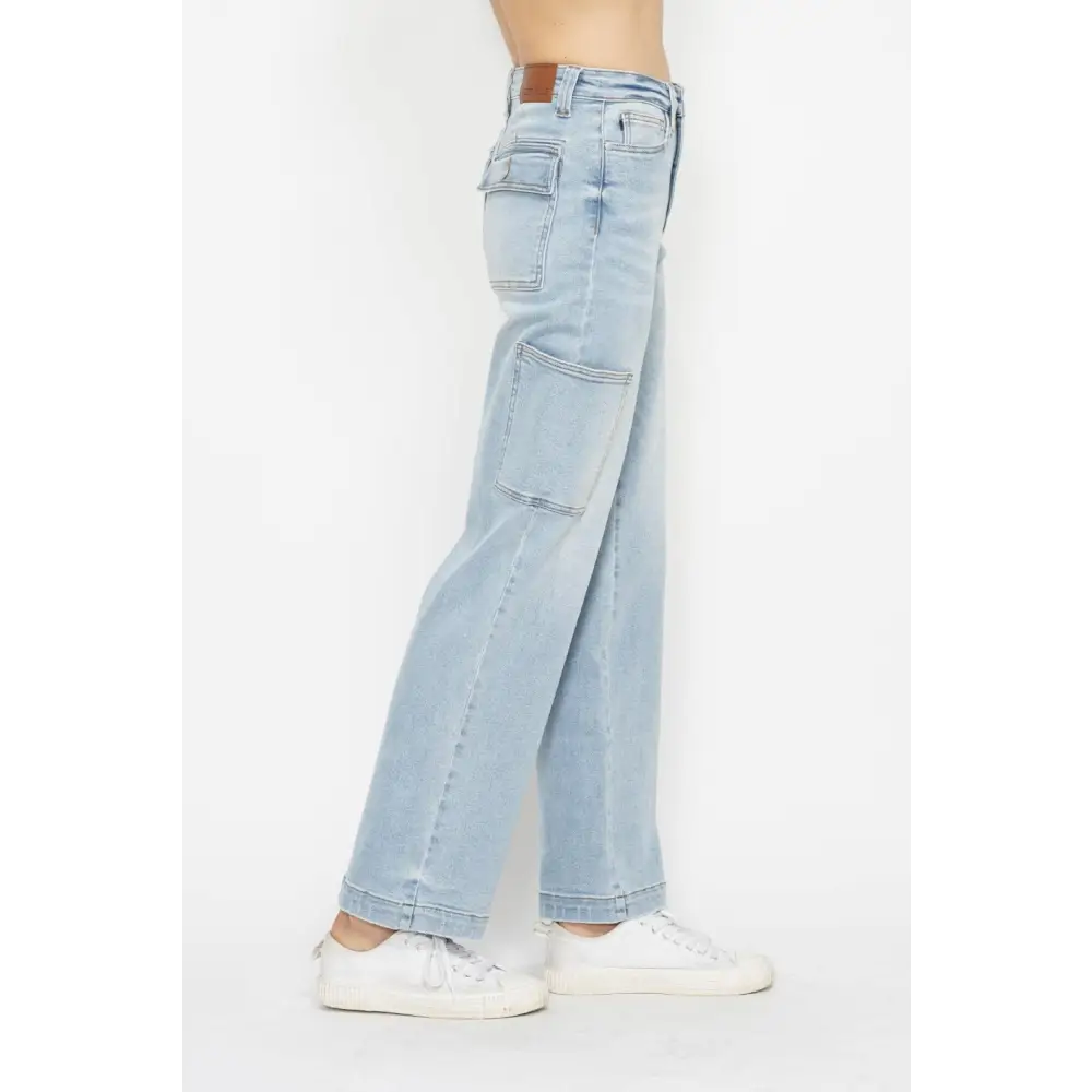 High Waist Straight Cargo Jeans.