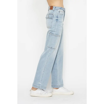 High Waist Straight Cargo Jeans.