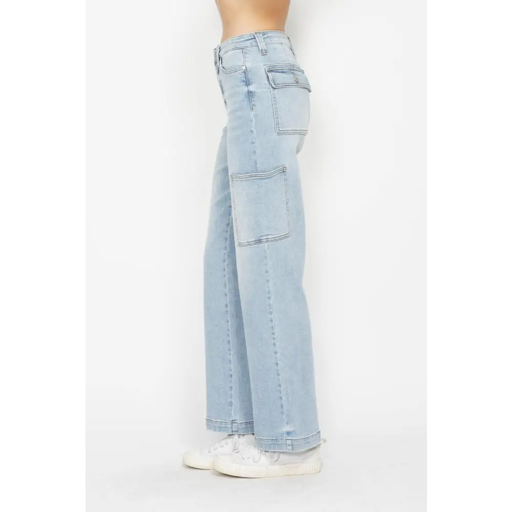 High Waist Straight Cargo Jeans.